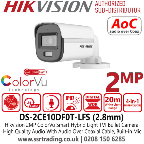 Hikvision 2MP ColorVu TVI Camera With 2.8mm Fixed Lens - DS-2CE10DF0T-LFS(2.8mm)