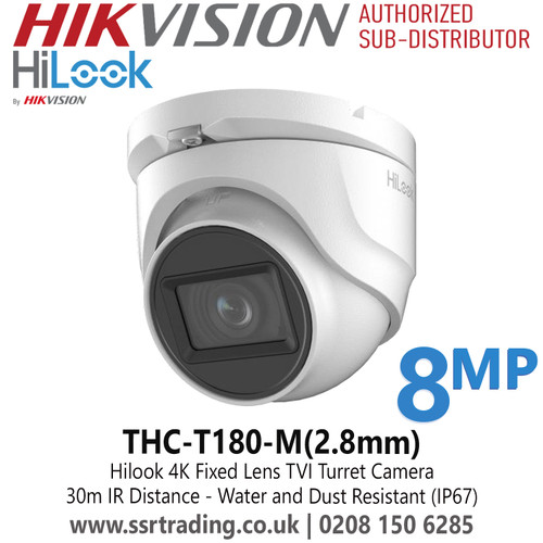 Hilook THC-T180-M 4K 8MP TVI Turret Camera With 2.8mm Fixed Lens, 4 in 1 (4 signals switchable TVI/AHD/CVI/CVBS), Water and Dust Resistant (IP67), 30m IR Distance