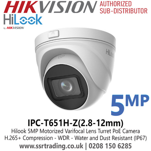 Hilook IPC-T651H-Z 5MP Turret Camera With 2.8-12mm Motorized Varifocal Lens, H.265+ Compression, 120dB True WDR