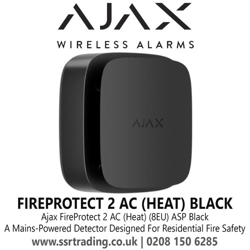 Ajax FireProtect 2 AC (Heat) (8EU) ASP Black, FireProtect 2 AC Is A Mains-Powered Detector Designed For Residential Fire Safety - Ajax FireProtect 2 AC (Heat) Black