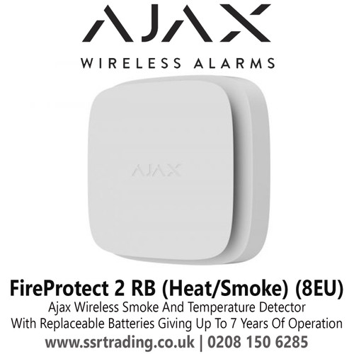 Ajax Wireless Fire Detector With Heat And Smoke Sensors, Version With Replaceable Batteries Giving Up To 7 Years Of Operation - Ajax FireProtect 2 RB (Heat/Smoke) (8EU)