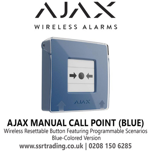 Ajax Wireless Resettable Button Featuring Programmable Scenarios, Blue-Colored Version - Ajax Manual Call Point (Blue)