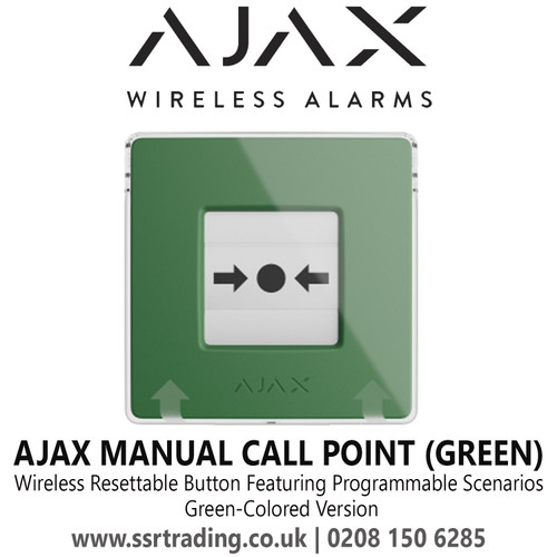 Ajax Wireless Resettable Button Featuring Programmable Scenarios, Green-Colored Version - Ajax Manual Call Point (Green)