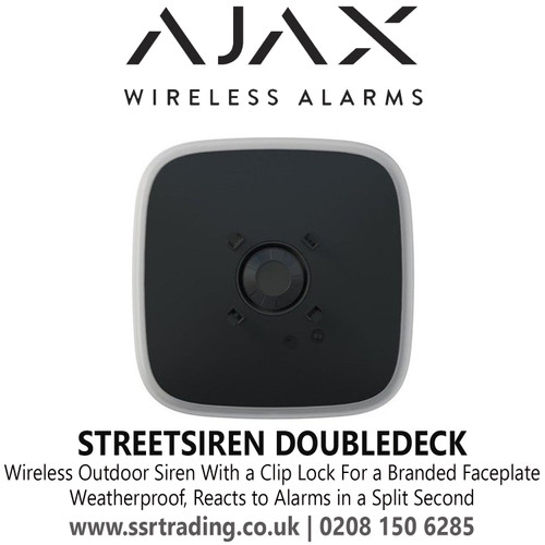 Ajax Wireless Outdoor Siren With a Clip Lock For a Branded Faceplate, Weatherproof, Protected From Vandals - StreetSiren DoubleDeck Black
