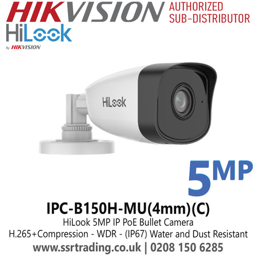 Hilook IPC-B150H-MU(4mm)(C) 5MP Bullet IP Camera With 4mm Fixed Lens, H.265+Compression, WDR, 30m IR Range, Water and Dust Resistant (IP67)