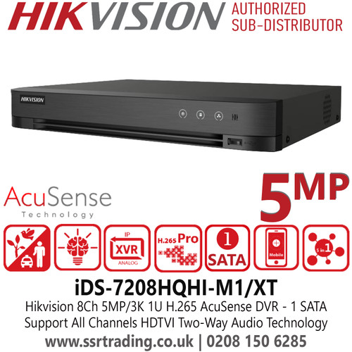 Hikvision iDS-7208HQHI-M1/XT 8-Ch 5MP/3K H.265 AcuSense DVR - 5 Signals Input Adaptively (HDTVI/AHD/CVI/CVBS/IP) - Support All Channels Motion Detection Technology