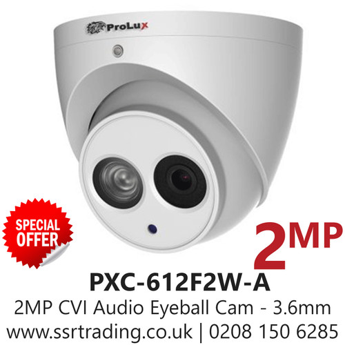 PRO 2MP 50m IR  CVI Audio Eyeball Camera - PXC-612F2W-A (3.6mm)