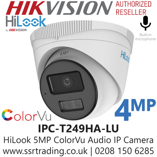HiLook - 4 MP ColorVu with Smart Hybrid Light IP PoE Camera with 2.8mm Lens - IPC-T249HA-LU