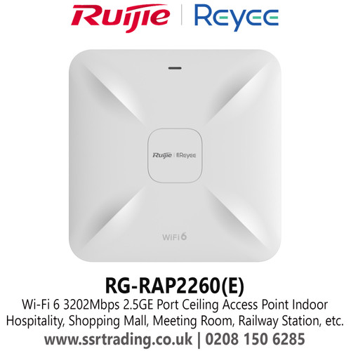 Wi-Fi 6, 3202Mbps,2.5GE Port,160 MHz Ceiling Access Point Indoor  Hospitality, Restaurant, Shopping Mall, Meeting Room, Railway Station - RG-RAP2260(E)