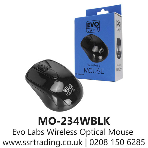 Evo Labs Wireless Optical Mouse Gloss Black (MO-234WBLK)