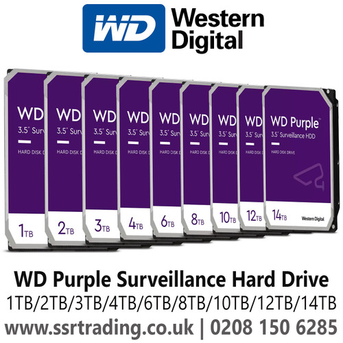 8TB WD Purple hard drive for 24/7 recording - 1TB/2TB/4TB/6TB/8TB WD Purple Hard Drive  - 1TB Hard Drive For CCTV DVRs / NVRs