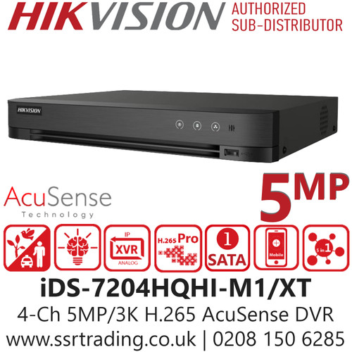 iDS-7204HQHI-M1/XT Hikvision 4-Ch 5MP/3K 1U H.265 AcuSense  4ch DVR - Support All channels HDTVI Two-Way Audio Technology - 5 Signals Input Adaptively (HDTVI/AHD/CVI/CVBS/IP)