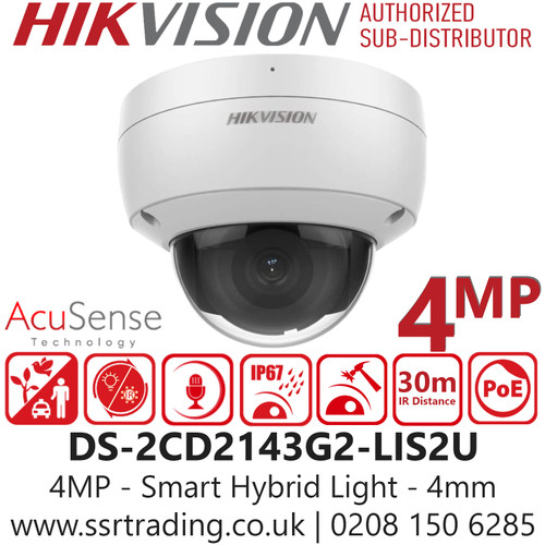 Hikvision 4MP Smart Hybrid Light PoE Camera - DS-2CD2143G2-LIS2U (4mm)
