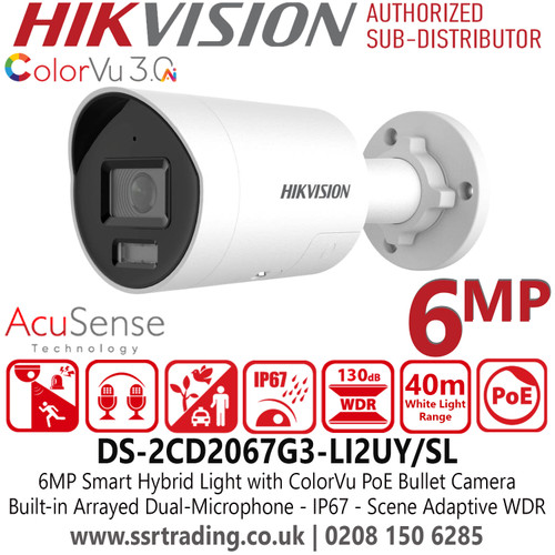 DS-2CD2067G3-LI2UY/SL 6MP ColorVu 2.8mm Fixed Lens Mini Bullet Network Camera by Hikvision