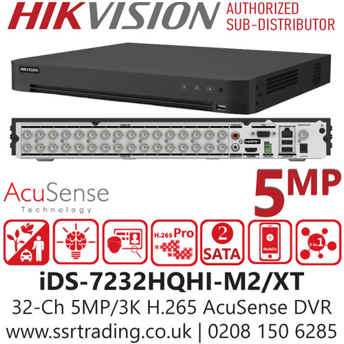 Hikvision 32Ch 5MP/3K 1U H.265 AcuSense DVR - iDS-7232HQHI-M2/XT