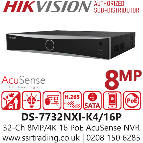 DS-7732NXI-K4/16P(D) Hikvision 32 Ch 1.5U 16 PoE K Series AcuSense 4K NVR 
