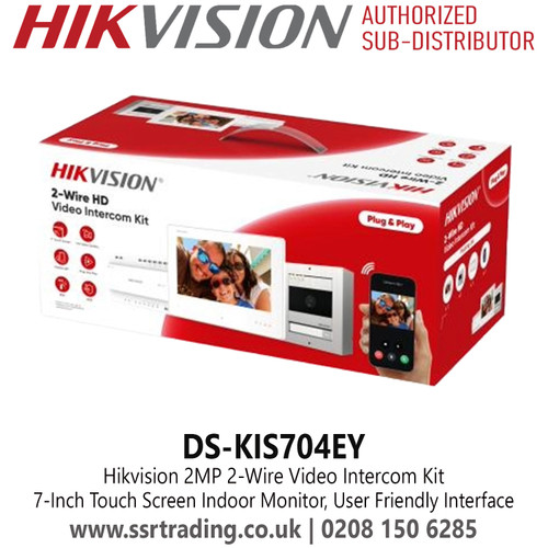 Hikvision DS-KIS704EY 2 Wire Video Intercom HD Kit - 7-Inch Touch Screen Indoor Monitor