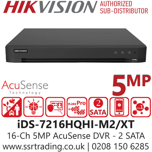 Hikvision 16Ch 5MP/3K 1U H.265 AcuSense DVR - iDS-7216HQHI-M2/XT