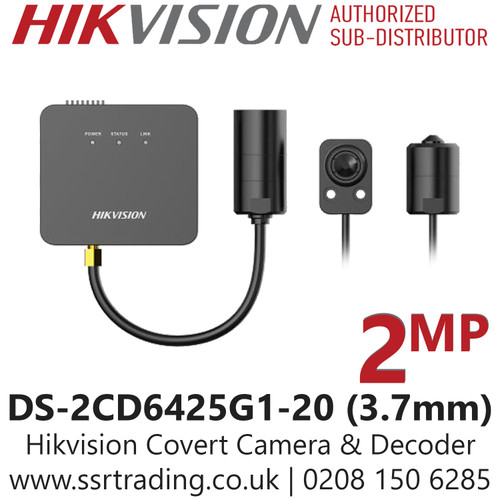 Hikvision 2MP Covert camera & Decoder - 120 dB True WDR Technology - Efficient H.265+ Compression Technology - Audio and Alarm Interfaces - DS-2CD6425G1-20 (3.7mm) 2m