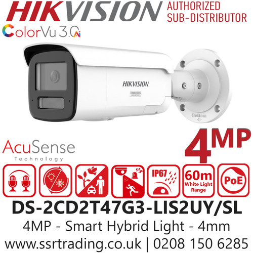 Hikvision DS-2CD2T47G3-LIS2UY/SL (4mm) 4MP Smart Hybrid Light Bullet IP PoE Camera - Built-in dual microphones for real-time high-quality audio security - HikAI-ISP for excellent noise reduction and image enhancement