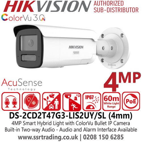 Hikvision DS-2CD2T47G3-LIS2UY/SL (4mm) 4MP Smart Hybrid Light Bullet IP PoE Camera - Built-in dual microphones for real-time high-quality audio security - HikAI-ISP for excellent noise reduction and image enhancement