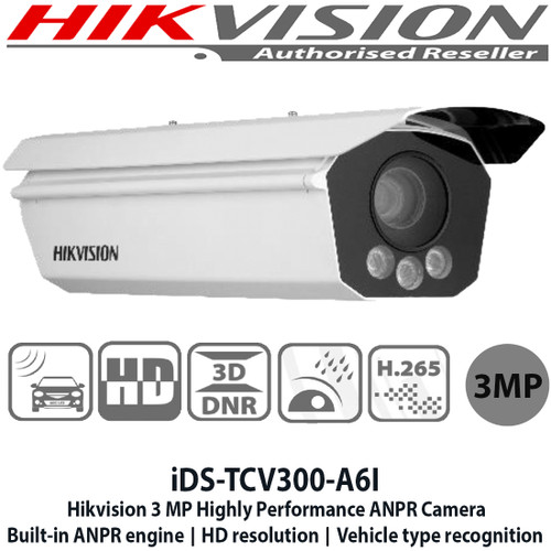 Hikvision iDS-TCV300-A6I Highly Performance ANPR Camera, HD resolution, Integrated IR, Dedicated camera for ANPR, Built-in ANPR engine, equipped with deep learning algorithm,  Multiple detection and recognition