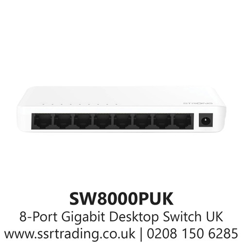 STRONG 8Port Desktop/Wallmount Gigabit Ethernet Switch/Hub - Plug and Play - Plastic Case - SW8000PUK 