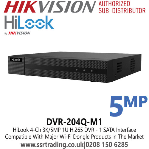 HiLook - 4 Channel 3K/5MP 1U H.265 1 SATA DVR - DVR-204Q-M1