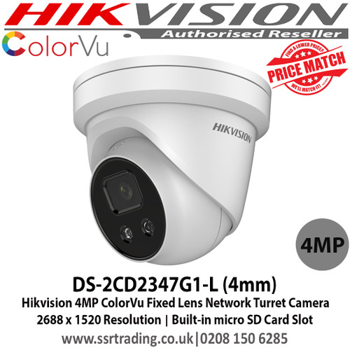 Hikvision CCTV Camera DS-2CD2347G1-L 4MP 4mm Fixed Lens 30m IR  ColorVu IP67 Weatherproof IP Network Turret CCTV Camera - 2nd