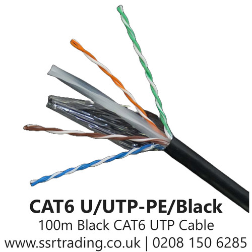 CAT6 U/UTP-PE/Black 100m CAT6 UTP Cable in Black Color