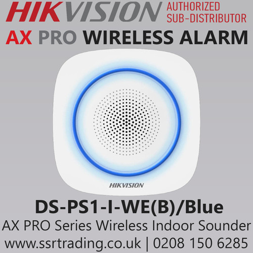 Hikvision Wireless Indoor Sounder – AX PRO Series | 110dB Alarm with Blue LED - DS-PS1-I-WE(B)/Blue