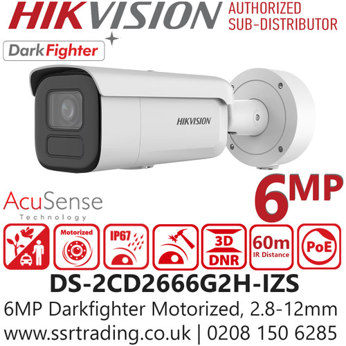 Hikvision 6MP IP Bullet Camera – Powered by DarkFighter - DS-2CD2666G2H-IZS (2.8-12mm)