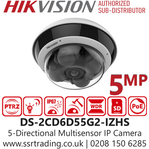 Hikvision 5MP AcuSense IP PoE CCTV Camera with Motorised Varifocal Lens, IP67 Weatherproof, IK10 Vandal-Proof, PoE, H.265+ Compression, Smart Motion Detection, GDPR & NDAA Compliant – Ideal for Outdoor UK Surveillance - DS-2CD6D55G2-IZHS