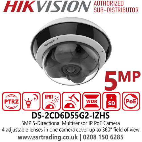 5MP Hikvision DS-2CD6D55G2-IZHS AcuSense IP PoE CCTV Camera with Motorised Varifocal Lens, IP67 Weatherproof, IK10 Vandal-Proof, PoE, H.265+ Compression, Smart Motion Detection, GDPR & NDAA Compliant – Ideal for Outdoor UK Surveillance 