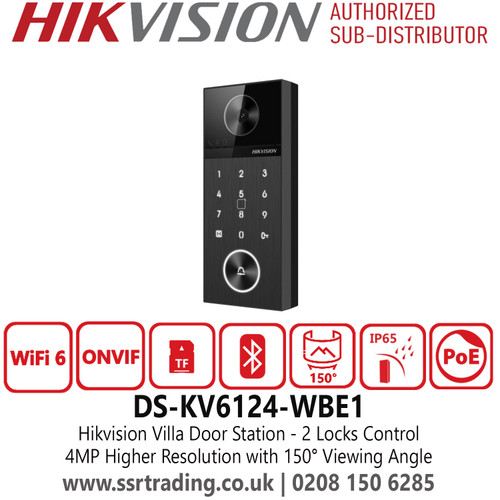 DS-KV6124-WBE1 Hikvision PoE Video Intercom Door Station – Built-in Microphone & Speaker, Weatherproof, PoE Powered, Remote Access, Secure Entry Solution for Apartments, Offices, and Multi-Tenant Buildings, ONVIF Support, Smart Access Control System 