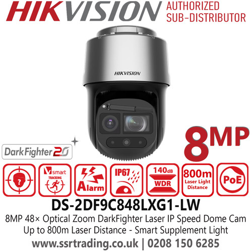 Hikvision DS-2DF9C848LXG1-LW 8MP 48x Zoom IP Network Speed Dome Camera – Rain-sensing Auto Wiper, Smart Tracking, Smart Pan-Tilt Correction, Deep Learning, 800m IR Range, H.265+, IP67, PoE+, Auto Tracking PTZ for Outdoor Surveillance