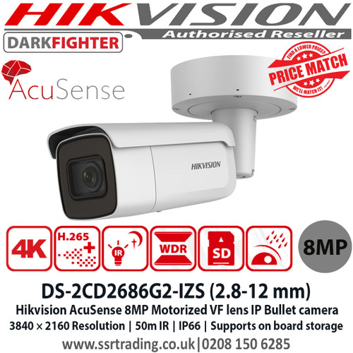 Hikvision AcuSense Darfighter 8MP Bullet Network Camera 2.8-12mm Motorized Varifocal lens, 50m IR, 120dB WDR, IP66, IK10, Built-in micro SD card slot, Human and vehicle classification alarm based on deep learning - DS-2CD2686G2-IZS - 3rd