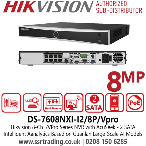 DS-7608NXI-I2/8P/Vpro Hikvision 8Ch I/VPro Series NVR with AcuSeek 