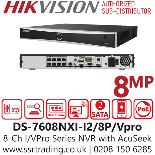 Hikvision - DS-7608NXI-I2/8P/Vpro 8Ch I/VPro Series NVR with AcuSeek - Intelligent analytics based on Guanlan Large-Scale AI Models
