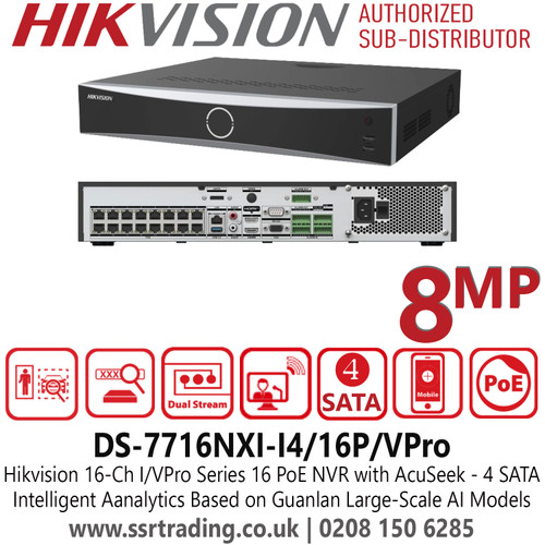 Hikvision DS-7716NXI-I4/16P/Vpro 16Ch I/VPro Series NVR with AcuSeek - 16 PoE - 4 SATA Interfaces 
