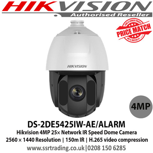 Hikvision DS-2DE5425IW-AE/ALARM 4MP 25× optical zoom, 16× digital zoom, 150 m IR distance, Support H.265+/H.265 video compression, WDR, HLC, BLC, 3D DNR, Defog, EIS, Regional Exposure, Regional Focus