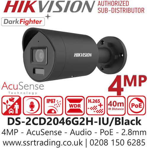 Buy Hikvision DS-2CD2046G2H-IU Black 4MP AcuSense Bullet IP Camera Smart Intrusion Detection Microphone Audio Recording PoE Powered IP67 Outdoor Weatherproof NDAA & GDPR Compliant Best CCTV Camera for Business, Retail, and Residential 