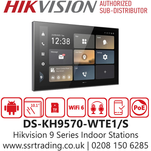 Hikvision 10.1" IPS Touch Display - 9 Series Indoor Stations - DS-KH9570-WTE1/S