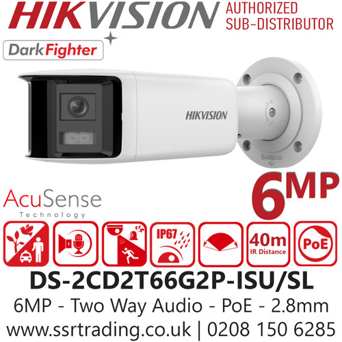 Hikvision 6MP Bullet Network Camera with Strobe Light & Audio Alarm – DS‑2CD2T66G2P‑ISU/SL
