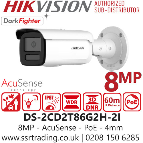 Hikvision 8MP/4K AcuSense Darkfighter Bullet IP PoE Camera - DS-2CD2T86G2H-2I (4mm)