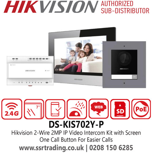 Hikvision DS-KIS702Y Two Wire 2MP IP Video Intercom Kit with Screen 