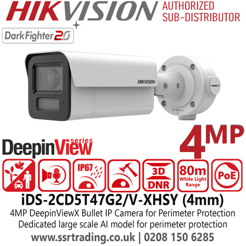 iDS-2CD5T47G2/V-XHSY (4mm) Hikvision 4MP DeepinViewX Bullet IP Network Camera for Perimeter Protection
