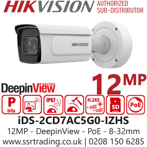 Hikvision 12MP DeepinView PoE Bullet Camera - iDS-2CD7AC5G0-IZHS (8-32mm)