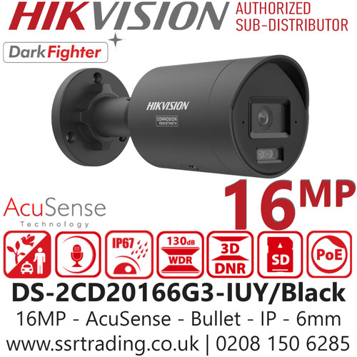 Hikvision 16MP Audio Acusense Bullet PoE Camera - DS-2CD20166G3-IUY/Black (6mm)
