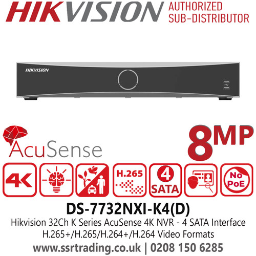 Hikvision DS-7732NXI-K4(D) Professional 32‑Channel 4K Network Video Recorder Featuring Intelligent Motion Detection, Facial Recognition, RAID Storage, High Bandwidth Recording, NDAA & GDPR Compliant Security Solution for Large‑Scale Installations